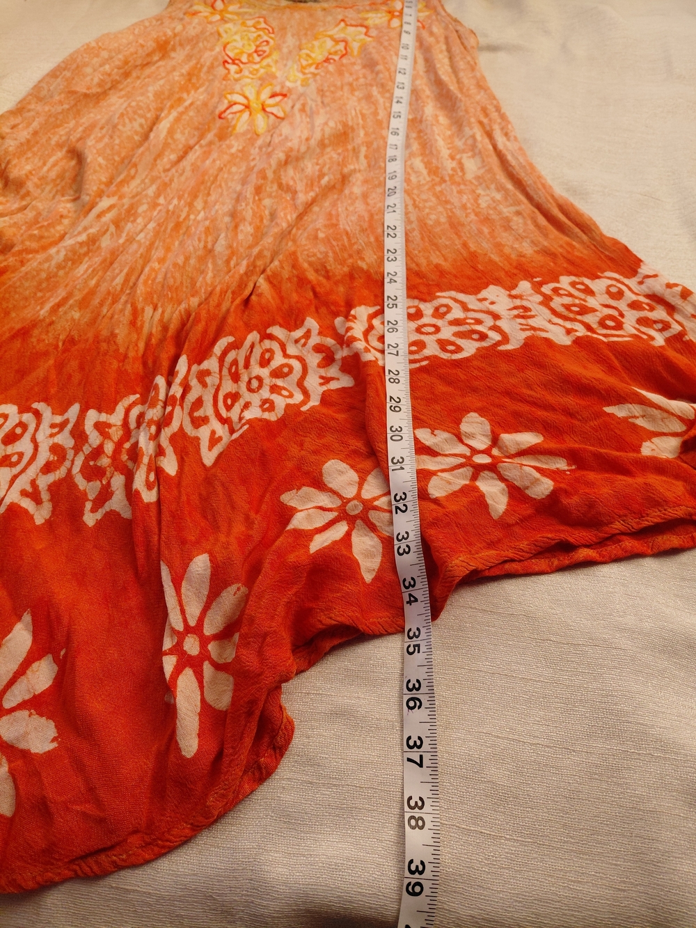 Vintage Shoreline Bohemian Orange 100% Rayon Embroidered Dress S/M - Picture 9 of 9